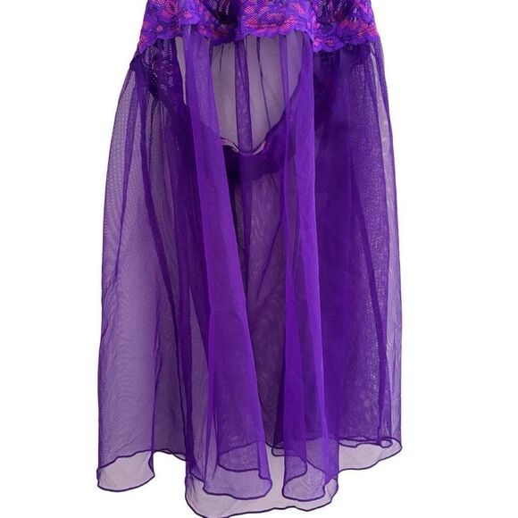 Victoria's Secret Small Purple Lace Lingerie Slip Dress Halter Style Open Back - Picture 3 of 8